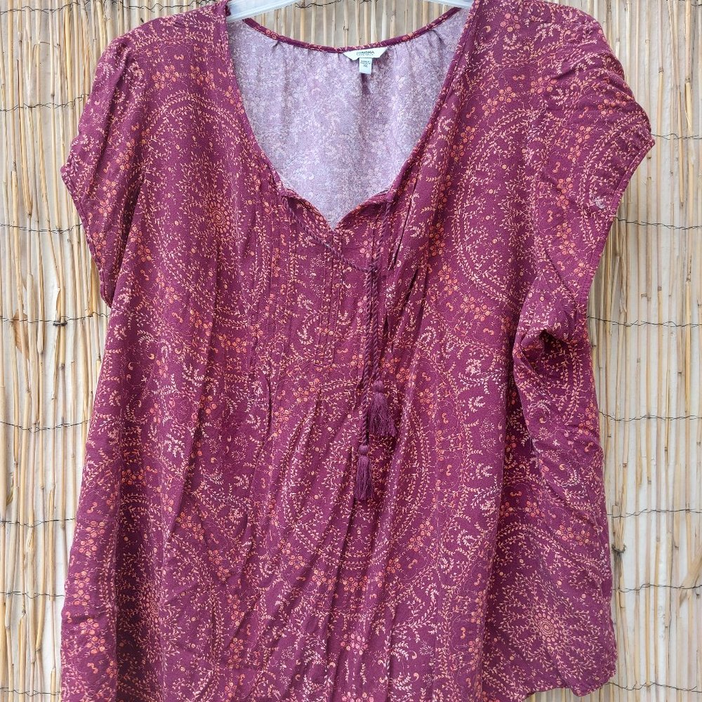 Indian Hippie Tunic Top, Purple Orange, 3X